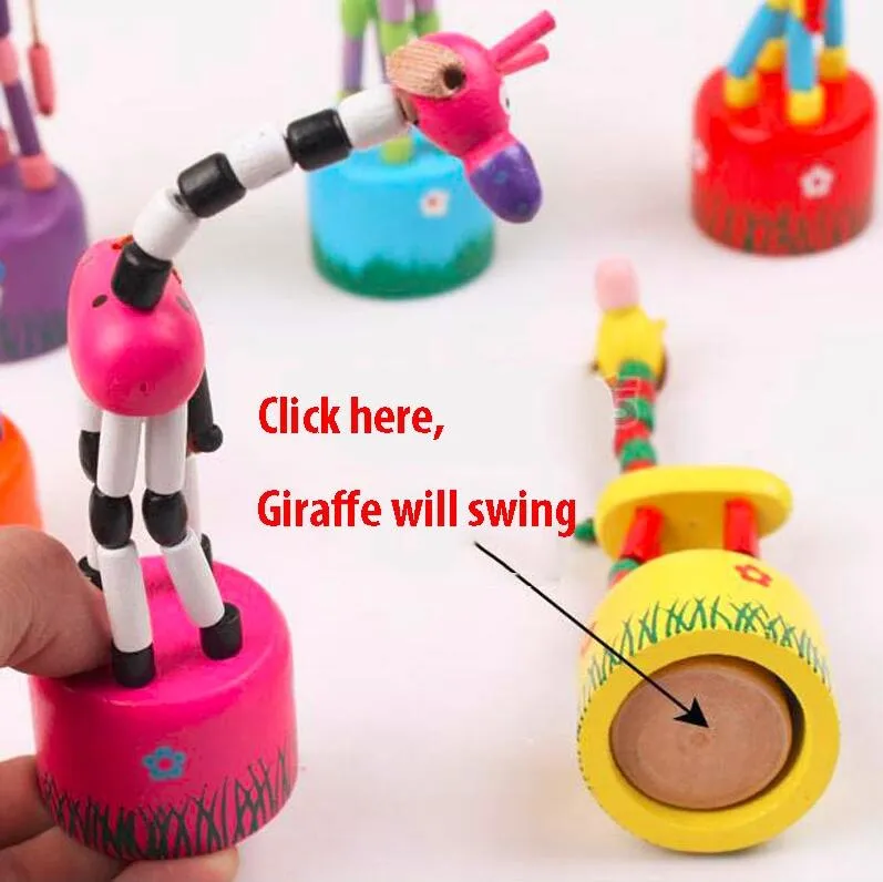 Colorful Wooden Blocks Rocking Giraffe Toy For Baby Stroller Toddler Kids Educational Dancing Wire Toys Kids Pram Accessories