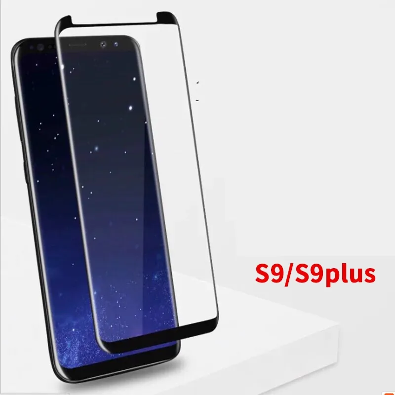 Caja amigable con vidrio templado 3D curvado para Samsung Galaxy Note 8 S9 PLUS S8 PLUS S7 Edge / Ningún paquete de venta al por menor