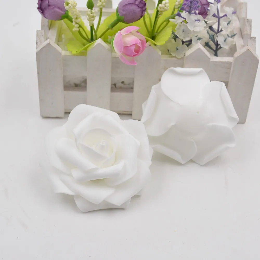 100 peças 7cm flor artificial de alta qualidade espuma rosa flor artesanal decoração de casamento faça você mesmo prancheta puff231a