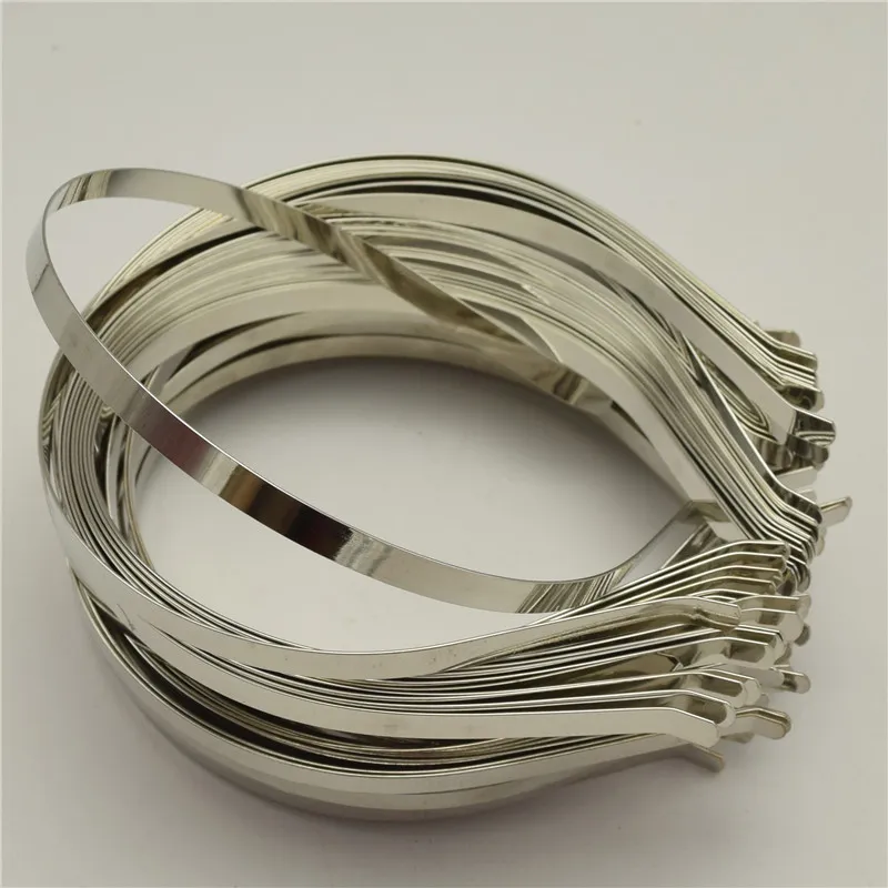 7mm alice bands METAL HEADBAND Silver Color Plain Lady Hair Bands Headbands No Teeth DIY340s