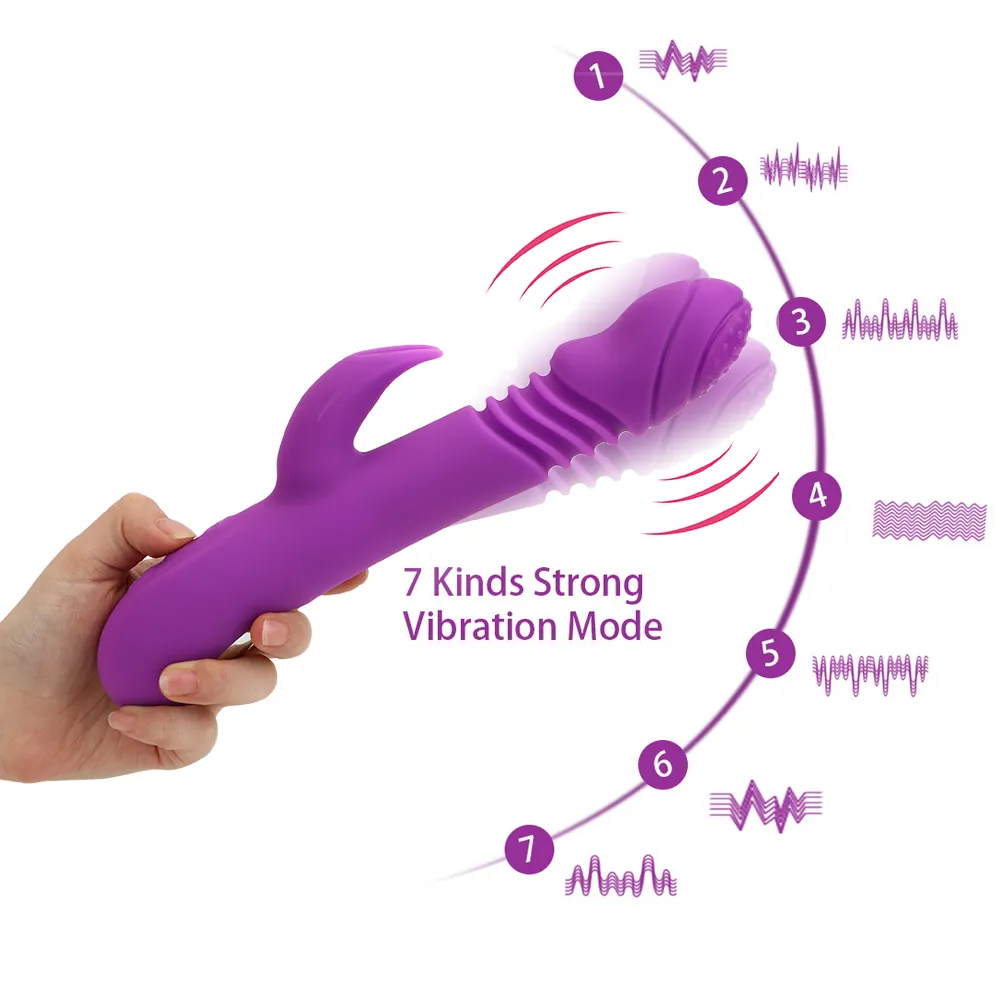 IKOKY Asta di riscaldamento telescopica AV Stick spingente vibratore del coniglio giocattoli del sesso le donne stimolatore del clitoride rotante vibratore del dildo D188210979