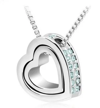 Discount Heart Crystal Necklaces Pendants 18K Gold And Silver Plated Jewellery Jewerly Necklace Women Fashion Jewelry 
