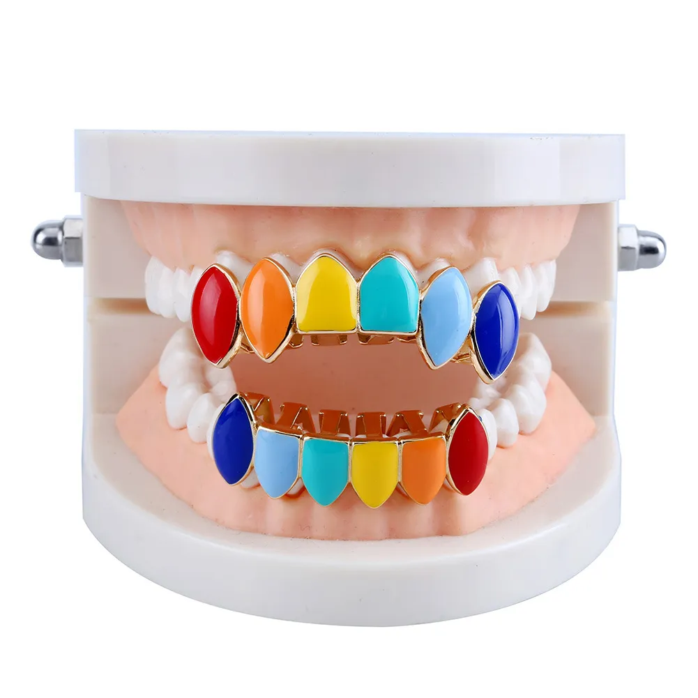 ヒップホップ歯グリルauniquestyleトップボトムカラフルな歯科​​用グリルハロウィーンヴァンパイア歯キャップレインボーパンクマウスコスプレfash222y