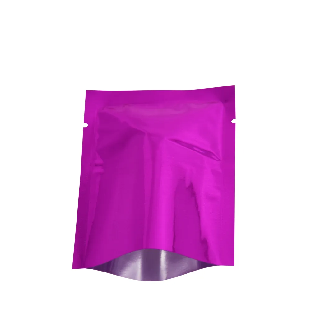 8/12cm / violet haut ouvrir le sac d'emballage en papier d'aluminium thermoscellé thé snack alimentaire sous vide mylar sac d'emballage paquet de café Stor275I