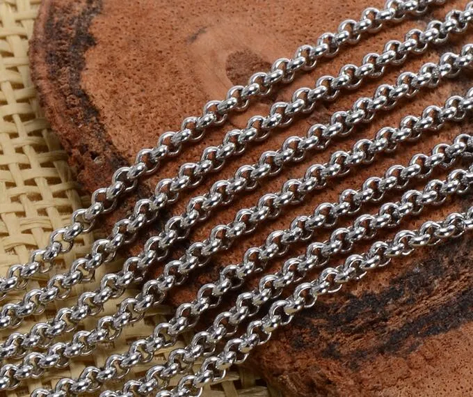 5m navire en vrac fabrication de bijoux mètre chaîne Rolo ronde en acier inoxydable fait à la main 2 5 3 4 6 8 10mmr chaîne olo de bijoux Findi201x