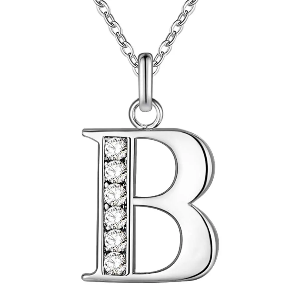 Collier en argent 925 avec lettres et diamants, 26 pièces, haute qualité, à la mode, pour la saint-valentin, vacances 262u