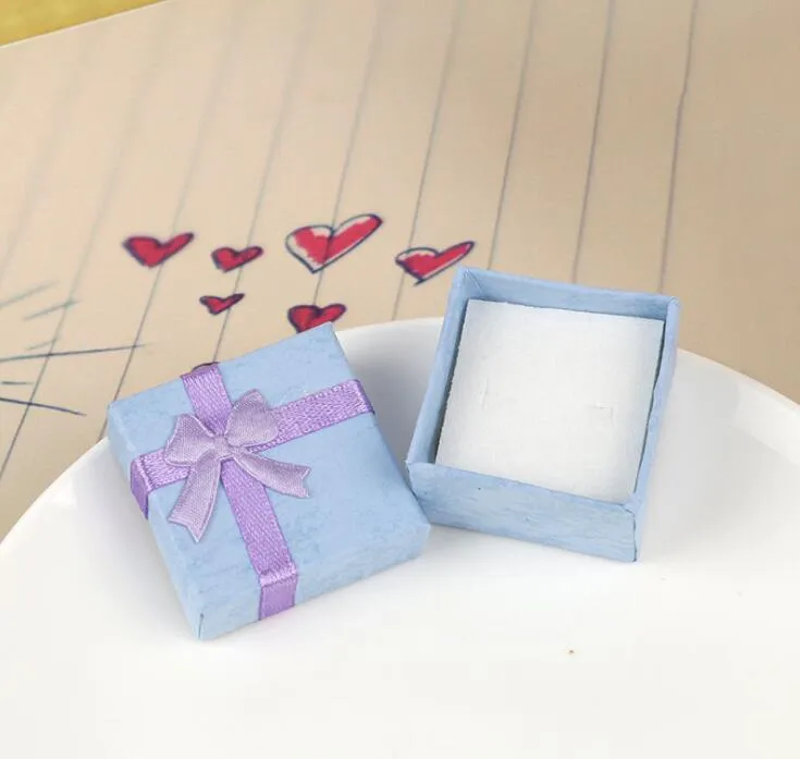 48 stks stuks sieraden geschenkdoos Boog ring box voor ring maat 4 cm 4 cm 3 cm 4 kleur rood blauw Roze paars selection205n