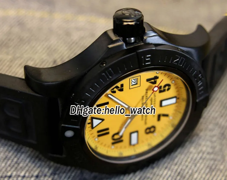 Nieuwe 45 mm datum Seawolf A1733010 zwarte wijzerplaat automatische PVD zwarte stalen kast rubberen band hoge kwaliteit sport herenhorloges Hello watch207q