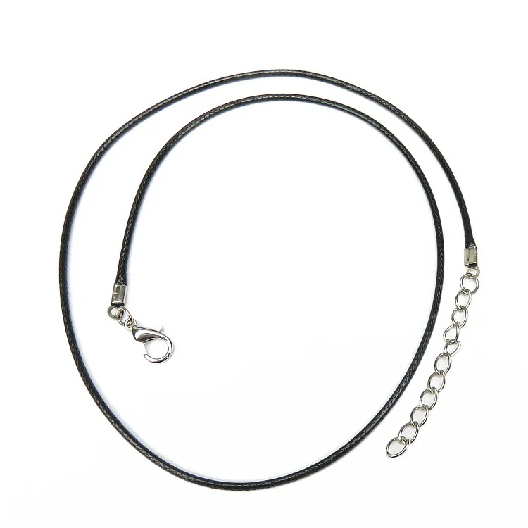 Collier serpent en cuir ciré noir, cordon de perles, fil de corde, chaîne d'extension de 45cm avec fermoir à homard, bijoux à bricoler soi-même Makin272k