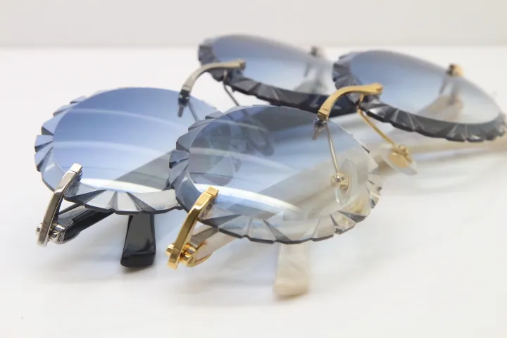 Gafas de tablón sin montura T8200761 Lentes de recorte talladas Gafas de sol vintage C Decoración Diseño Anteojos Gafas de sol Moda Acces257T