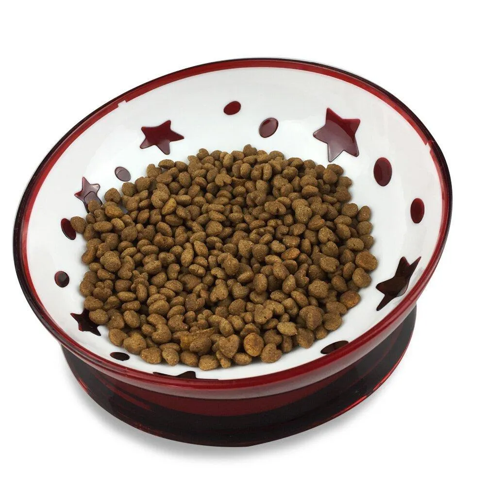 Dog & Cat Elevated Bowl with Non-Slip Prevent Chocking Easy Get food Tilted Star Bullfighting Short Nose Dog Skid Resistant Wear B300M