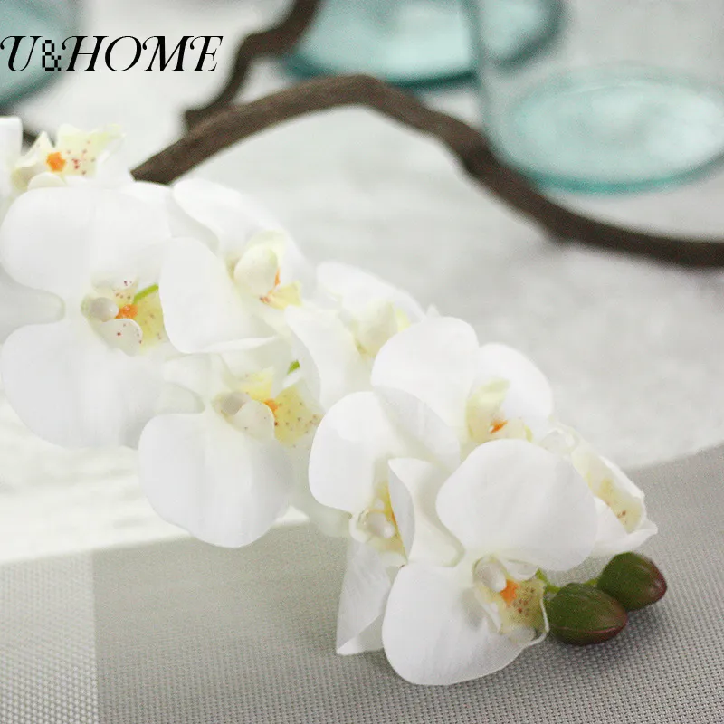 Fleurs d'orchidées phalaenopsis artificielles en latex, bon marché, toucher réel, pour décoration de mariage à domicile, fausses fleurs, accessoires en vrac 241V
