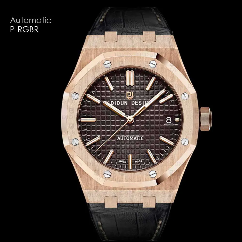 Didun Men Watches Top Mechanical Automatic Watch Rosegold Male Fashion Business Orologio Cintiera in pelle Owatch2568