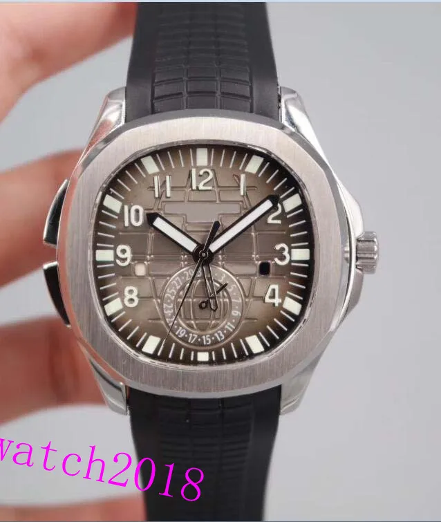 Luxury Watch 5164A-001 Aquanut Travel Time Dual Time Zone rostfritt gummiarmband Automatiska modemärke Herrklocka WRI317U