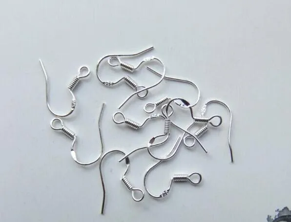 Accesorios para pendientes de plata esterlina 925, ganchos de alambre para oreja, ganchos franceses, joyería DIY, marca de anzuelo de pescado de 15mm 925218C