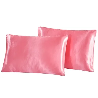 US UK Russia Size Pillow Case Satin Solid Color Silk Pillowcase Pillow shams Twin Queen Cal-King 302o