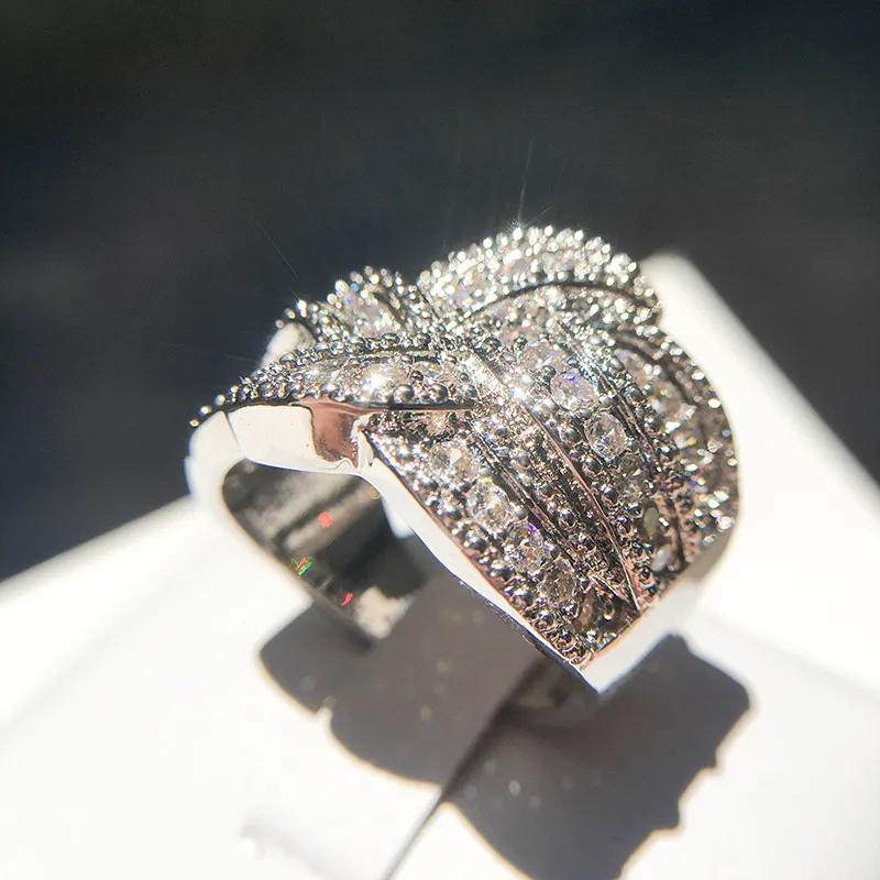Mentille Full Diamond Stones Engagement Bague de fiançailles bijoux de haute qualité Fashion Crytal Gems Mariage des femmes pour femmes254t