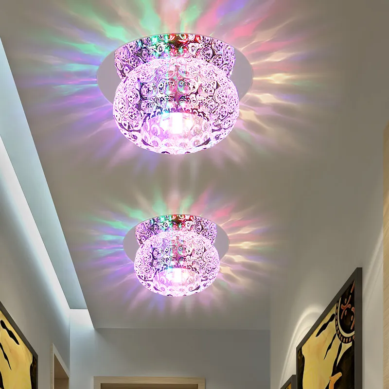 Bubble Crystal Ceiling Lights LED Aisle Lamp Spotlight Living Room Corridor Entrance Downlight Stainless Steel Mirror Base Ceiling305r