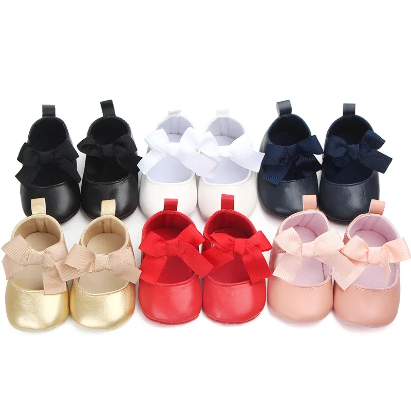 Pasgeboren Baby Meisjes Schoenen Babyschoenen Big Bow Dance Ball Shoe Infant Soft Sole First Walker Shoes