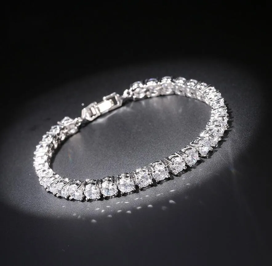Fina smycken lyx 18k rosguld fylld 3 färger vit topas klo inställning cz diamant ädelstenar mode kvinnor armband för flickor 264m