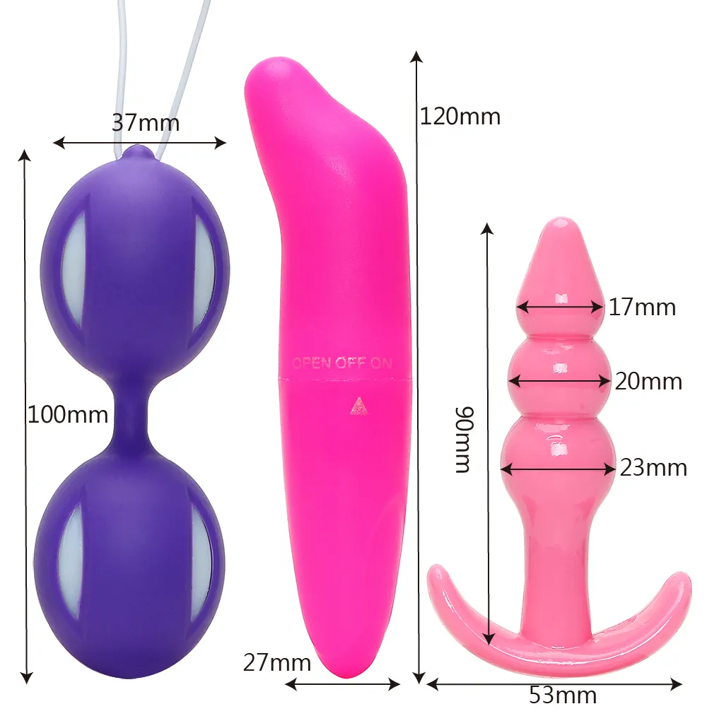 IKOKY 3 pièces/ensemble dauphin vibrateurs Plug Anal masseur de Prostate produits sexuels jouets sexuels pour femmes Kegel Ball G Spot Vibration S1018