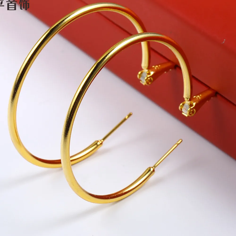 Thin Circle Sexy Style 18k Gold Filled Big Earrings New Trendy Round Large Hoop Earrings Women 50mm 2mm2246