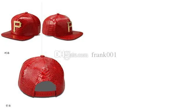 New style P Logo Golden PU Leather snapback baseball caps Diamond Crocodile Grain men women DJ Rap Sports hip hop hats3976585