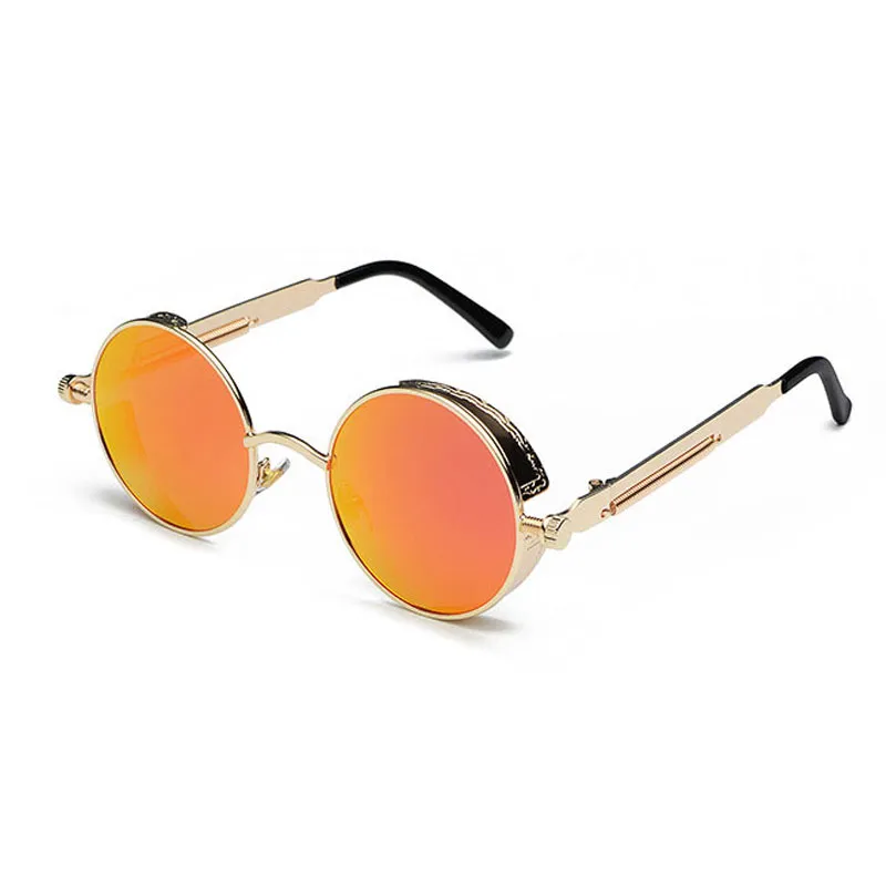 Lunettes de soleil rond à steampunk rond les hommes femmes enveloppent les lunettes rondes de marques de dons de créateur miroir UV400279w
