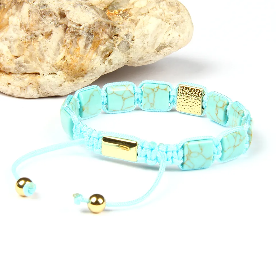 Bracelet masculin de haute qualité bracelet carré réel bracelets de macrame en cuir en cuir avec 10 x 10 mm.