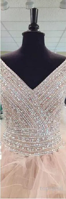 Vera immagine Quinceanera Abiti dolci 16 anni abiti da ballo perle cristalli Cristalli lunghezza del pavimento V abito formale formale personalizzato.