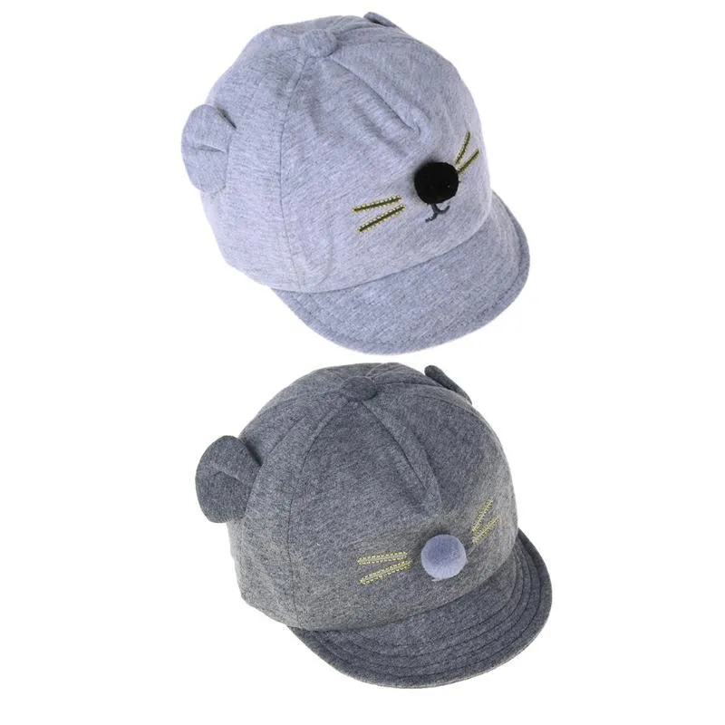 Cartoon Katze Design Baby Niedlich Baumwolle Jungen Mädchen Sommer Sonnenhut Frühling Herbst Schirmmütze Mischungsauftrag 2 Teile/los