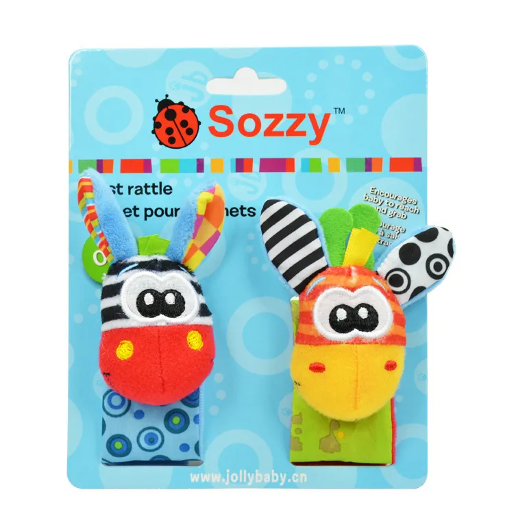 2018 hot sell New arrival sozzy Baby watches ring with wrist Rattle Socks Lamaze Plush Foot the bell toy