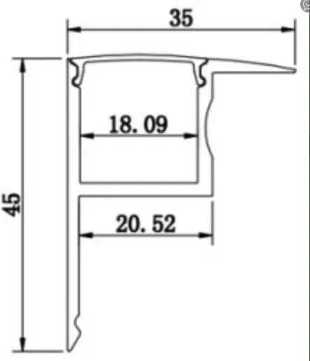 Novo estilo de luz de passo led perfil de nariz de escada para piso de vinil, telha de canto de parede edging344t