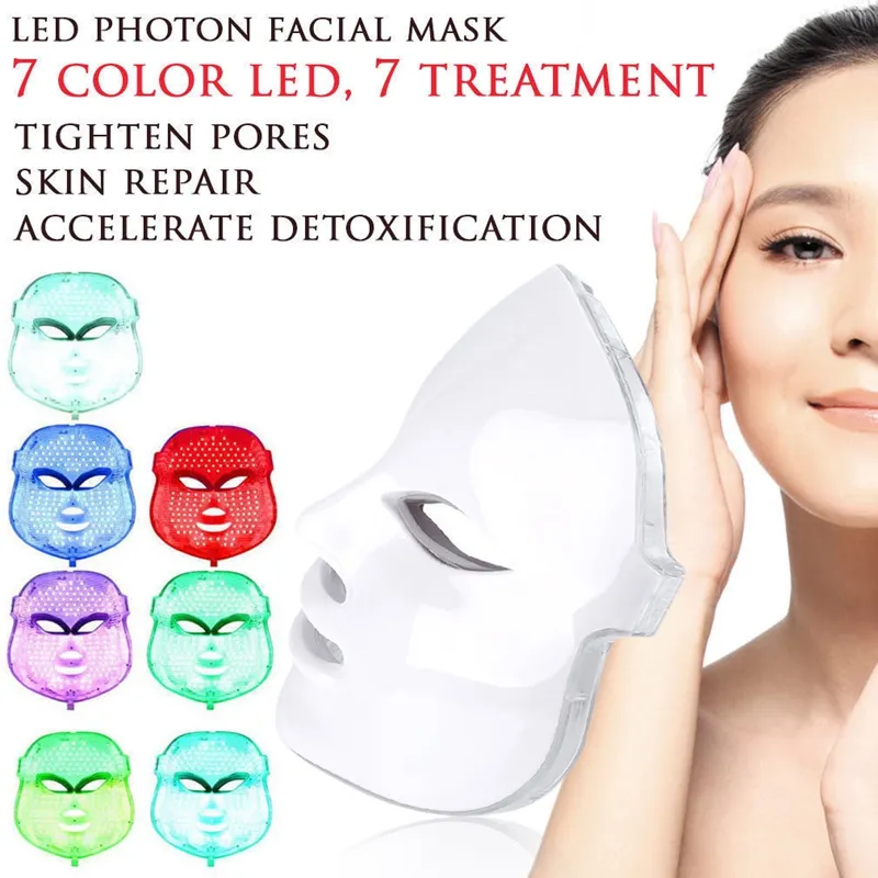 LED Light PDT Photon Therapy Cuidados com Pele Rejuvenescimento Máscara Facial Massagem Spa Remoção de Remoção 7 Cores