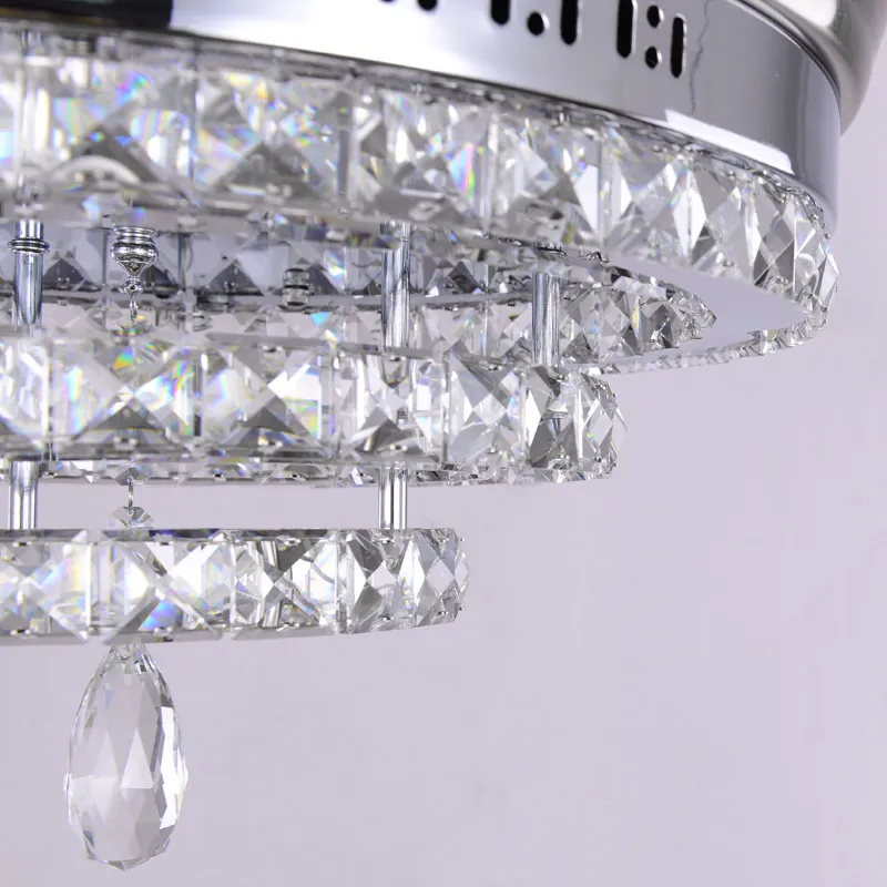 LED Crystal Fan Lights غير مرئية لمطعم غرفة نوم غرفة المعيشة معجبي السقف الحديث 42 بوصة مع التحكم عن بعد 280 م