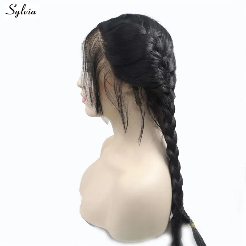 New arrival natural color Braids With Baby Hair Synthetic Lace Front Wigs Braided Box Braids Wig Long Glueless Heat Resistant Fiber