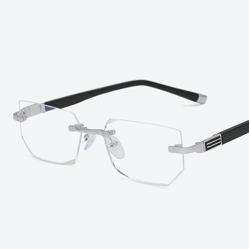 Neue Lesebrille, Presbyopie-Brille, klare Glaslinse, Unisex, randlos, Anti-Blaulicht-Brille, Brillengestell, Stärke 1 292S