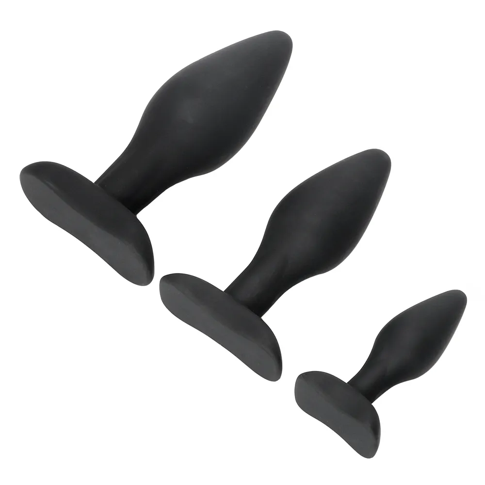 Ikoky 3 pçs / set butt plug brinquedos sexuais para homens mulheres gay preto plugue anal massageador de próstata adulto produtos anal treinador sex shop show s / m / l y1892803