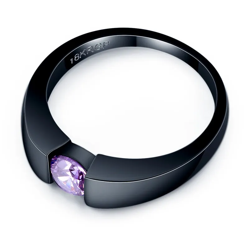 Affascinante anello di pietra rosa zircone giallo zircone da uomo gioielli matrimoni anelli di fidanzamento ricchi di oro nero bague femme280h