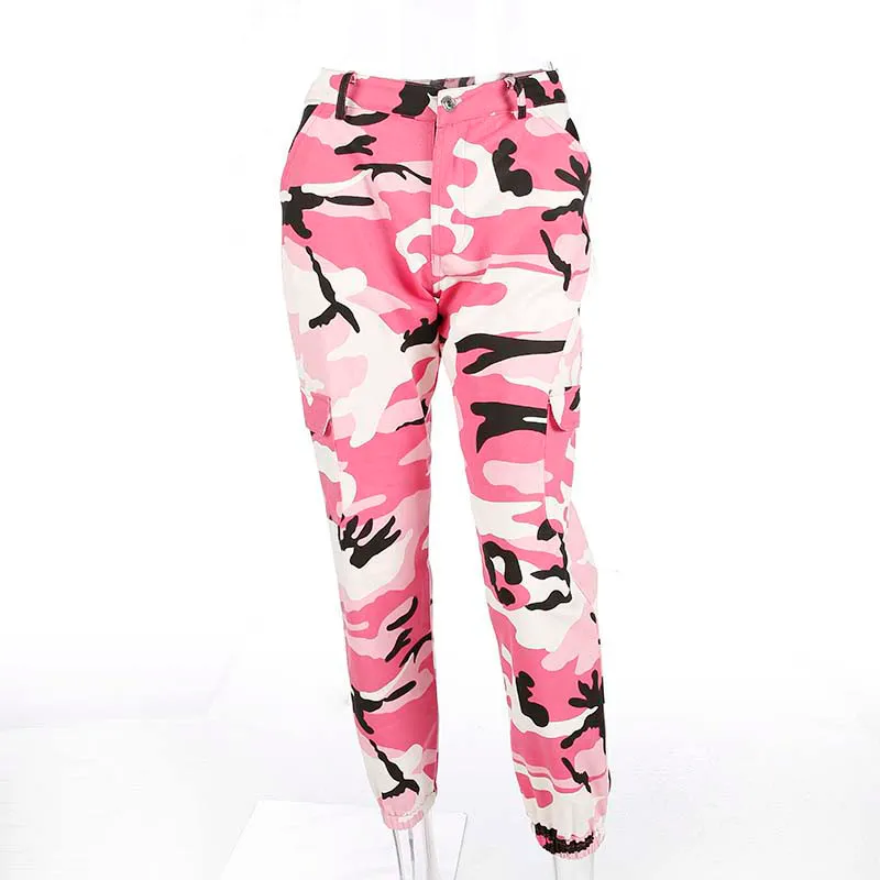 Verano mujeres camuflaje camuflaje pantalones pantalones pantalones casuales ejército militar combate camuflaje jeans lápiz pantalones rosa rojo gris C18110901