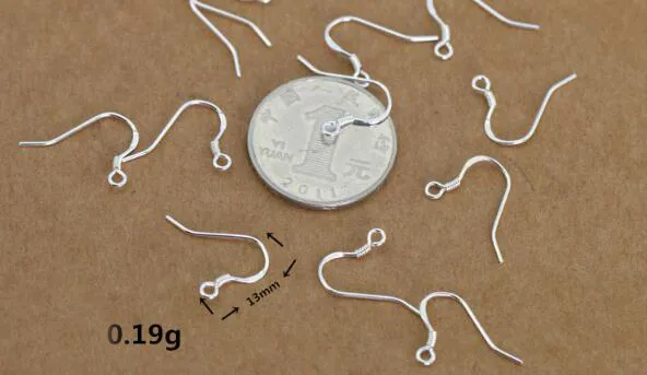 Accesorios para pendientes de plata esterlina 925, ganchos de alambre para oreja, ganchos franceses, joyería DIY, marca de anzuelo de pescado de 15mm 925218C