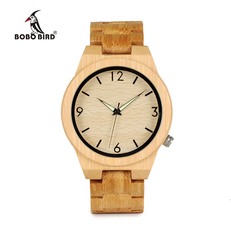 BOBO BIRD Casual Bamboo Wooden Watch japanese movement wristwatches bamboo wood band watches quartz watch for men321L