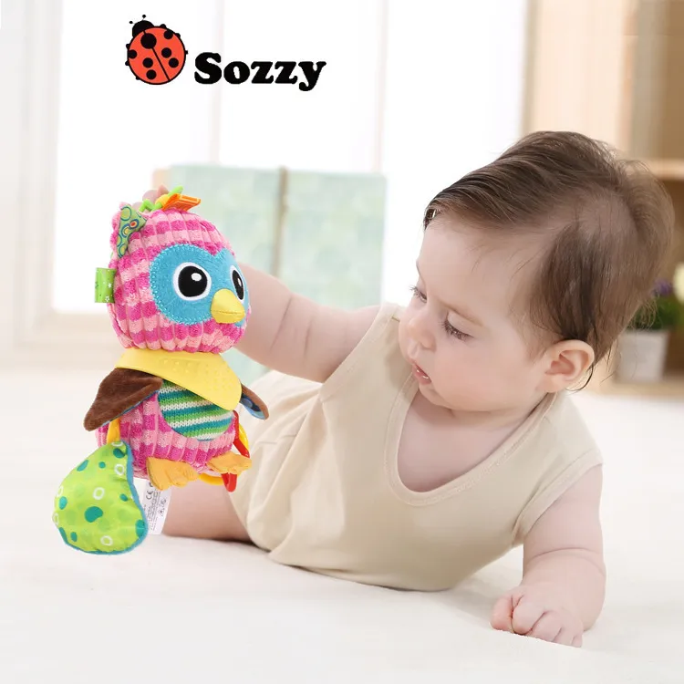 Sozzy Baby Vibrated Plush Animal Lion Toy Rattle Crinkle Sound 18cm Soft Farcito Multicolor Multifunzione bambola bambini