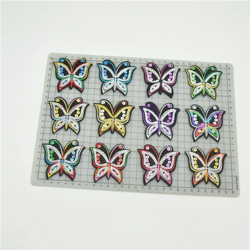 120 смешанных 12 цветов нашивки в виде бабочек, набор нашивок с блестками, утюжок на аппликации, значок с мотивом fix231E