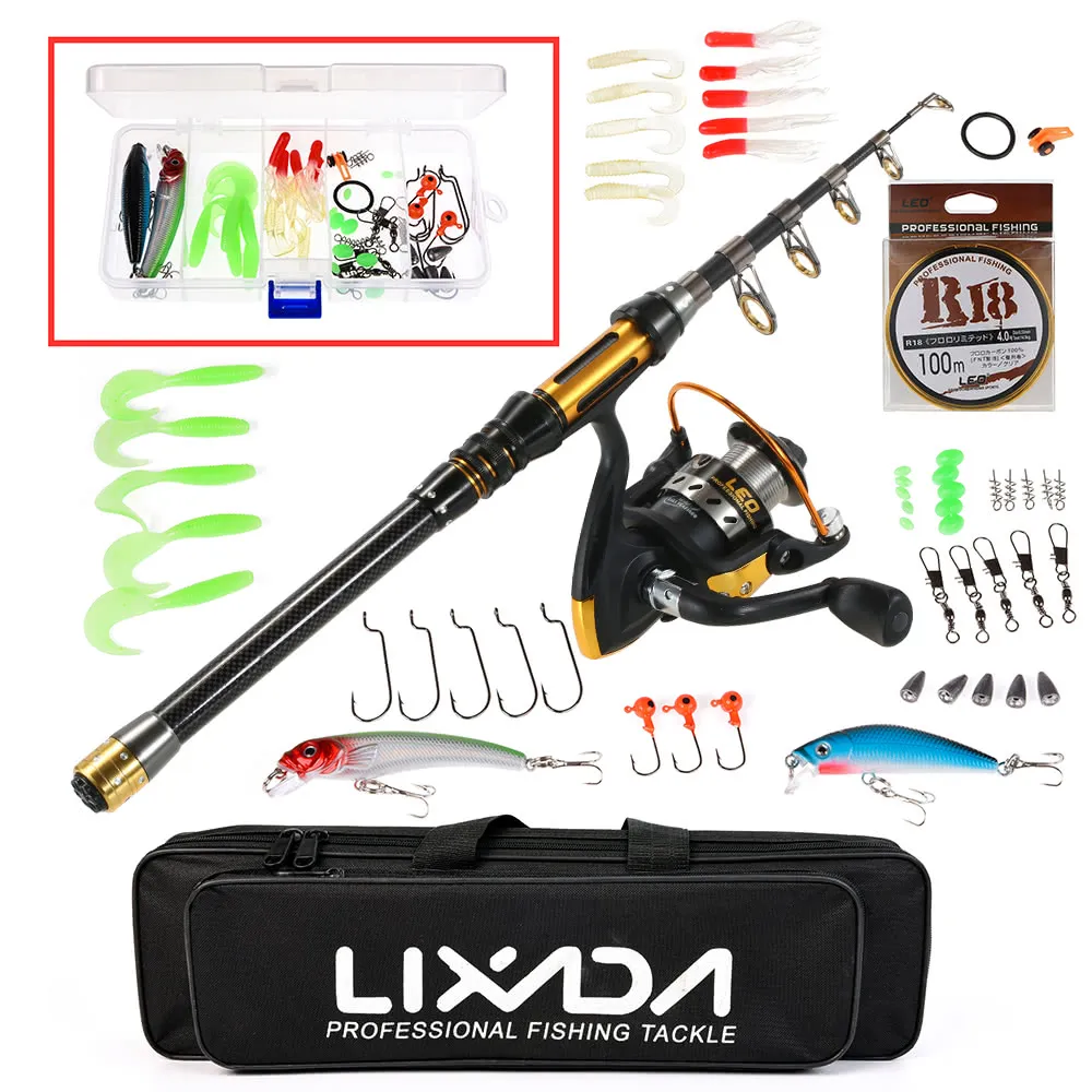 Detalles acerca de   Lixada telescópica caña de pescar carrete Bolso Combo Kit completo conjunto de engranajes organizador Polo mostrar título original 