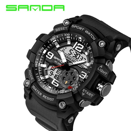 SANDA Digitaal Horloge Heren Militair Leger Sporthorloge Waterbestendig Datum Kalender LED ElectronicsWatches relogio masculino290x