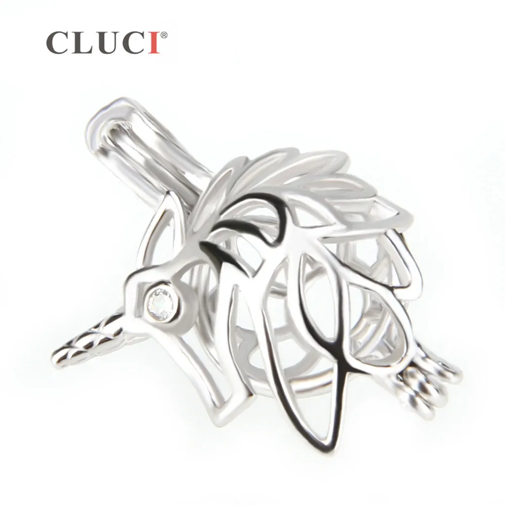 Cluci Fashion 925 Sterling Silver Unicorn Cageペンダント真珠を作る女性用ネックレスジュエリーS18101607250B