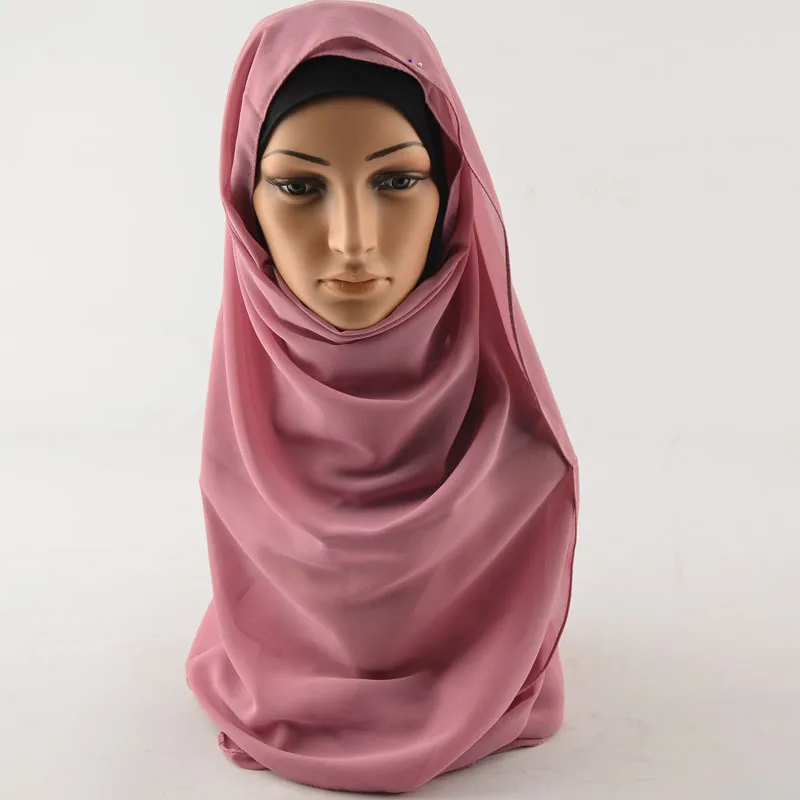 女性高品質のバブルシフォンスカーフイスラム教徒ヒジャーブソリッドカラーインスタントショールズビーチヒジャーブフウラードイスラム教徒スカーフ30色S1235i