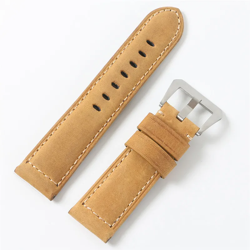 22 24 26 mm rétro coloré italien vintage bracelet de montre en cuir véritable bracelet boucle ardillon bracelet de montre pour montre Panerai PAM Man wi312b
