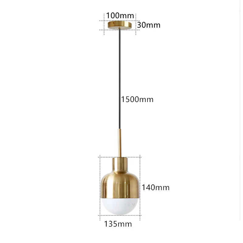 Modern Small Plated Gold Pendant Lamp Loft Industrial Pendant Lights Simple Bedroom Living Room Dining Room Light Fixture278h